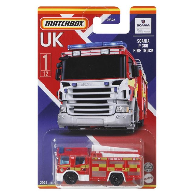 Matchbox Nejlepší britské angličáky Scania P360 Fire Truck, Mattel GWL23