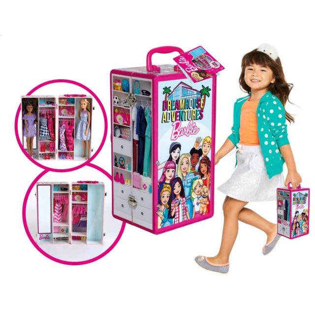 Šatní skříň pro Barbie, přenosný kufřík