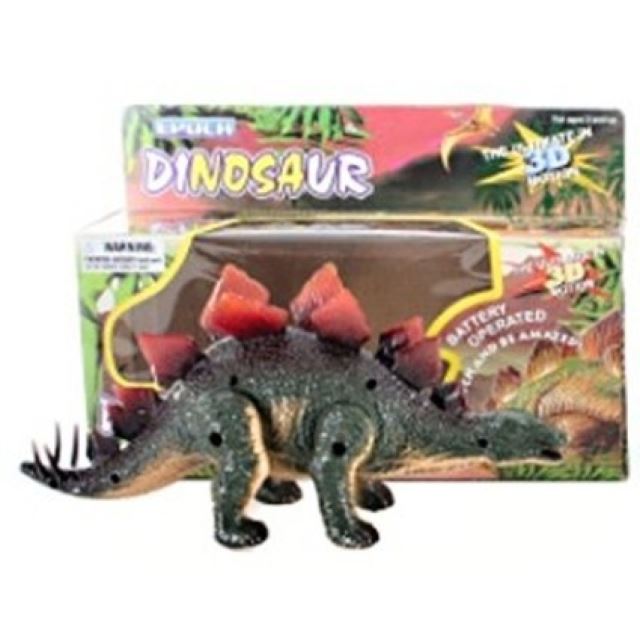 Dinosaurus chodící Stegosaurus 30cm tmavý, světo, zvuk