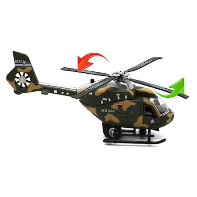 Helikoptéra kovová na baterie zelená maskáčová