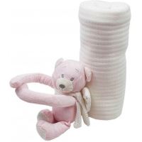 Toy Toy Toy Detská deka s plyšovým medvedíkom ružovým (3)