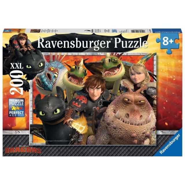 Ravensburger 12812 Puzzle Jak vycvičit Draka - Škyťák, Astrid a draci XXL 200 dílků