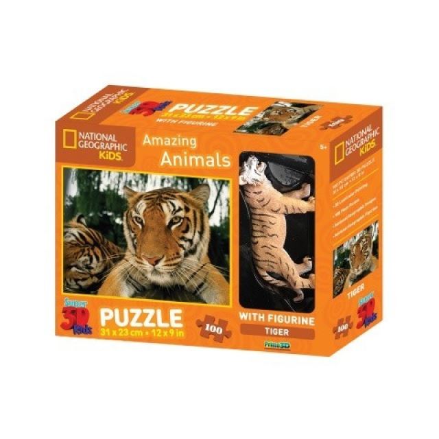 3D Puzzle Tygr 100 dílků + figurka tygra