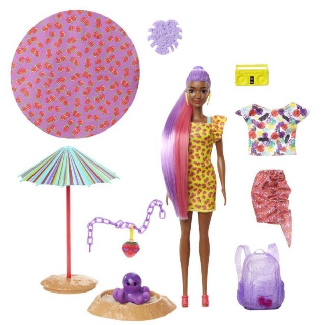 Mattel Barbie COLOR REVEAL Bábika pena plná zábavy jahoda, GTN18