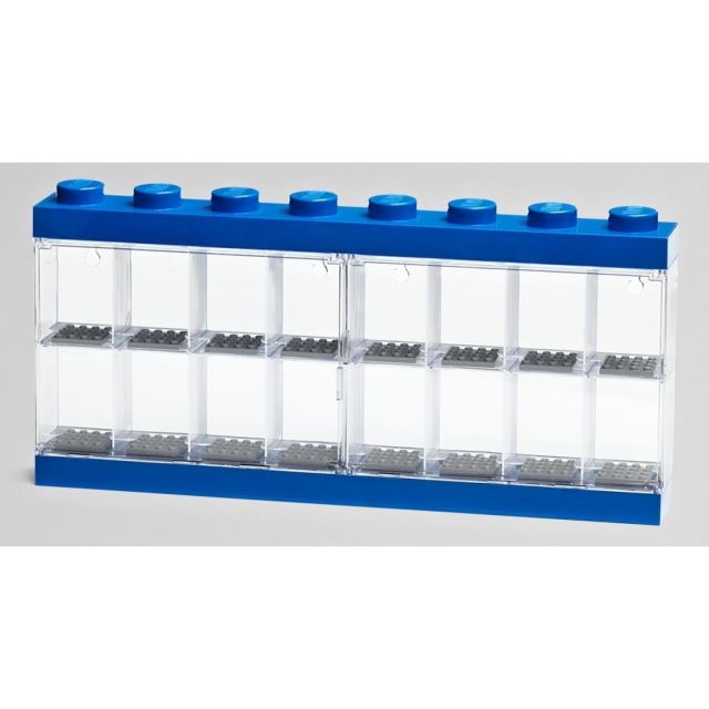 LEGO vitrínka na 16 minifigurek modrá