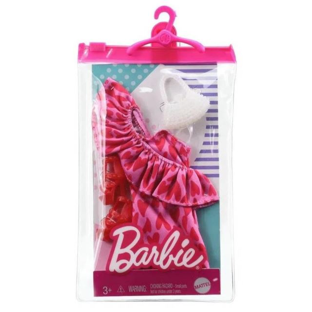 Barbie Módne príbehy Ružové srdiečkové šaty, Mattel GRC09