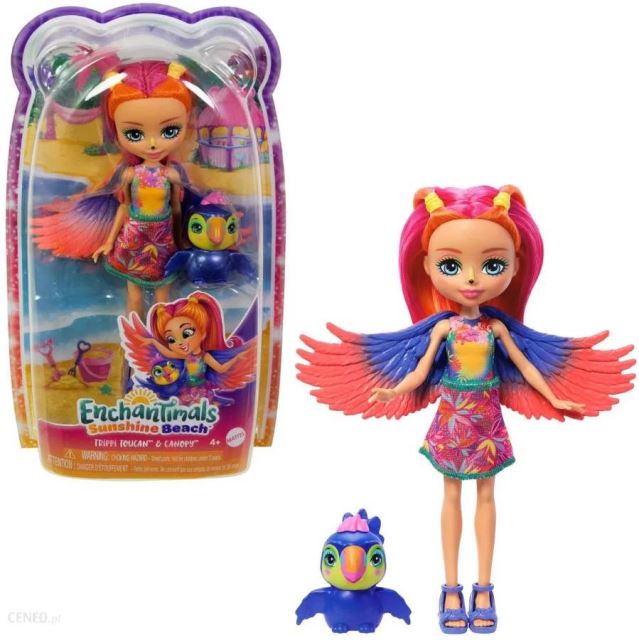 ENCHANTIMALS Sunshine Beach bábika Trippi Toucan a Canopy, Mattel HRX83
