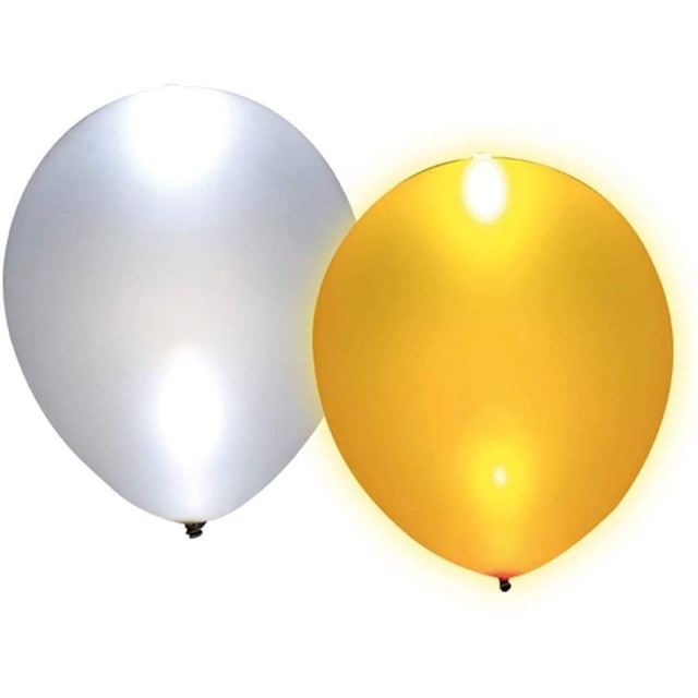 Nafukovací balónky svítící s LED osvětlením zlatá a stříbrná 5 ks