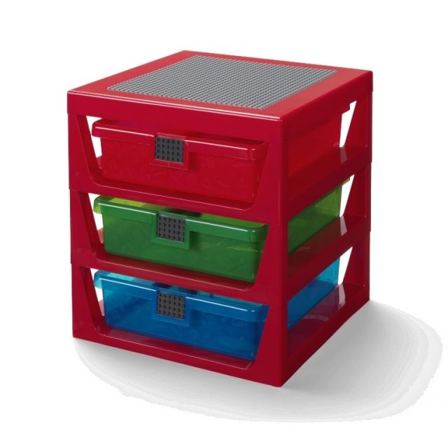 LEGO® organizér s tromi zásuvkami - červená