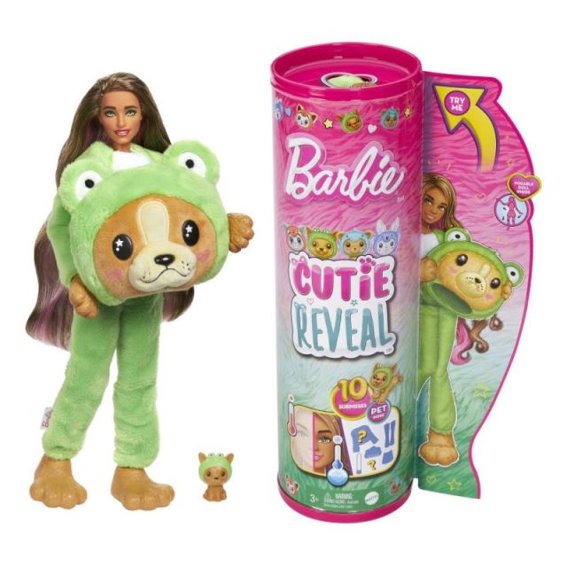 Mattel Barbie® Cutie Reveal™ Barbie Psík v kostýme zelenej žabky, HRK24
