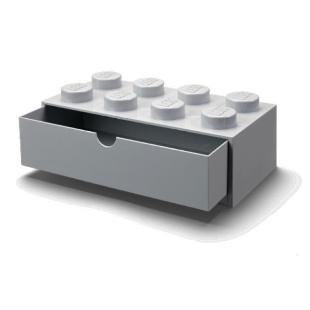 LEGO® Stolní box 8 se zásuvkou šedý
