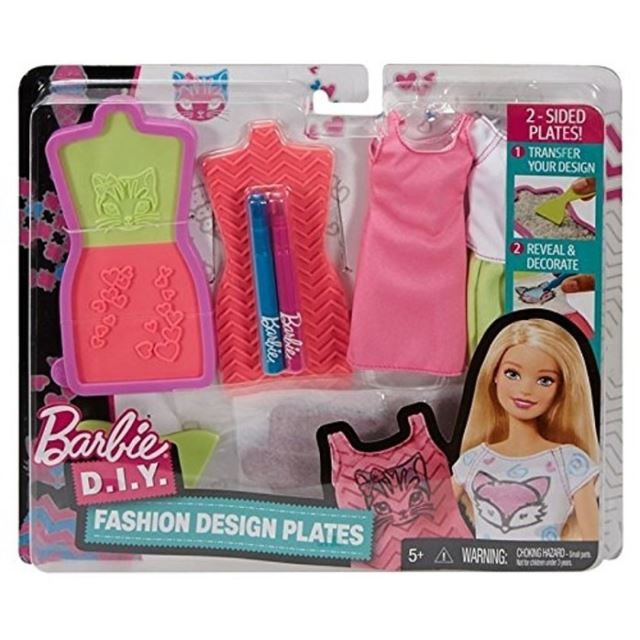 Barbie D.I.Y. módní návrhářské šablony ružovožluté, Mattel DYV68