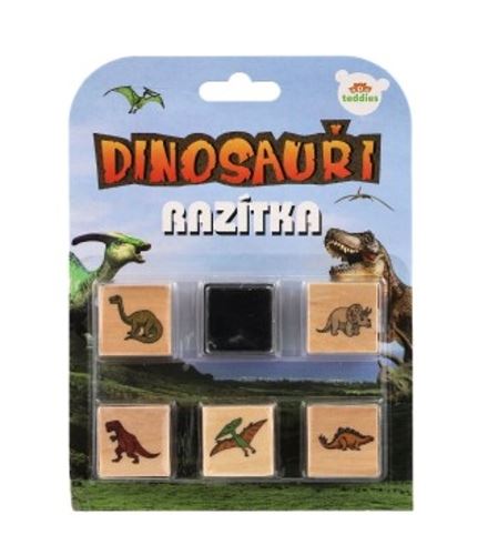 Razítka dřevěná s poduškou Dinosauři