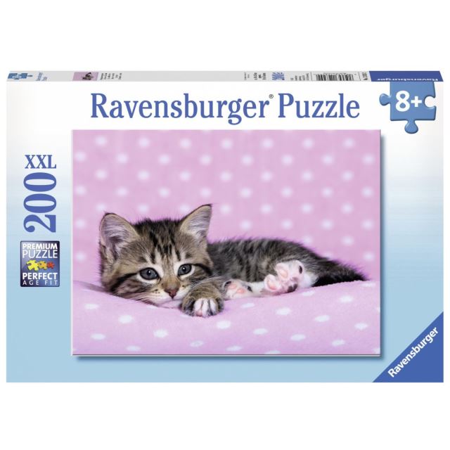 Ravensburger 12824 Roztomilé koťátko na růžové dece 200 dílků