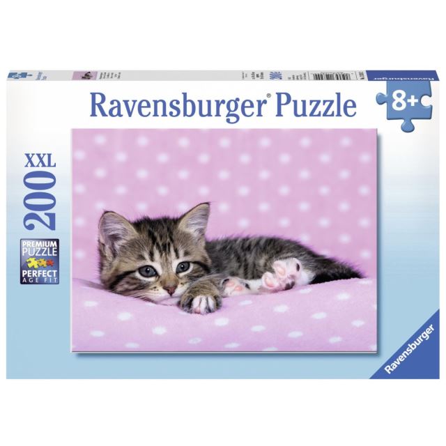 Ravensburger 12824 Puzzle Roztomilé mačiatko na ružovej deke 200 dielikov