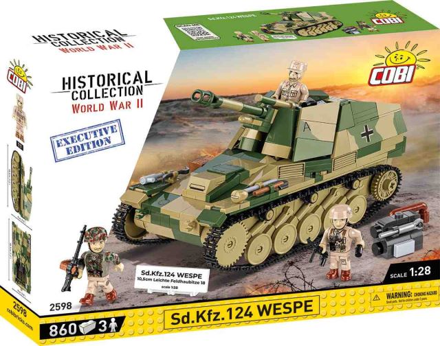 COBI 2598 WW II Nemecká ľahká poľná húfnica Sd.Kfz. 124 WESPE 1:28