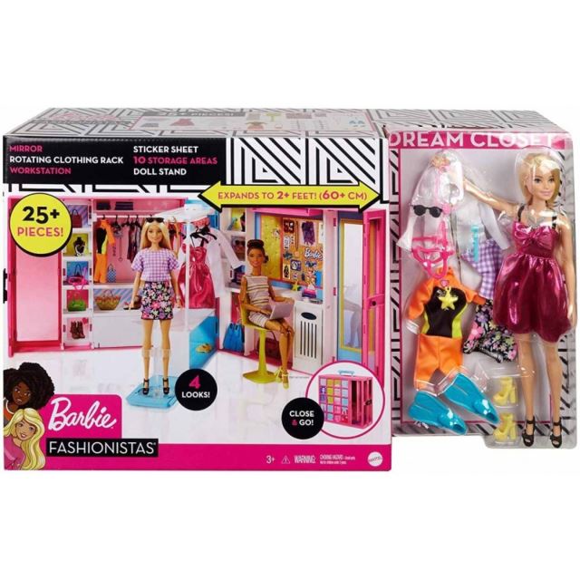 Mattel Barbie Šatník snů s panenkou, GBK10
