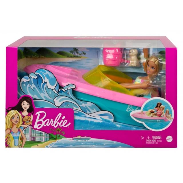 Barbie Člun s panenkou a pejskem, Mattel GRG30