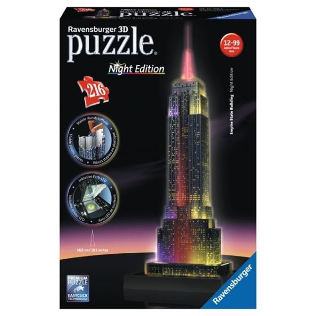 Ravensburger 12566 Puzzle 3D Empire State Building svietiace 216 dielikov