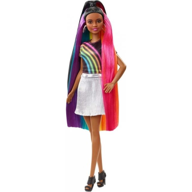 Barbie s duhovými vlasy mulatka, Mattel FXN97