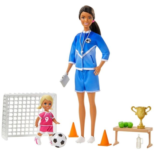 Mattel Barbie fotbalová trenérka s panenkou herní set brunetka, Mattel GJM71