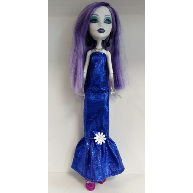 Barbie Dlouhé modré lesklé šaty Monster