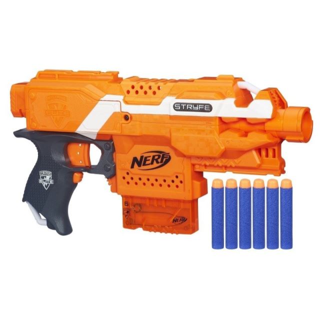 NERF Elite STRYFE automatická pistole s clipovým zásobníkem, oranžová
