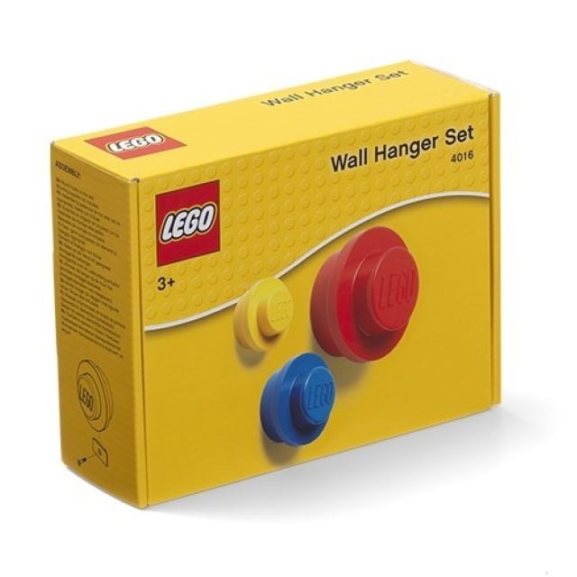 LEGO® Věšák na zeď, 3 ks - žlutá, modrá, červená
