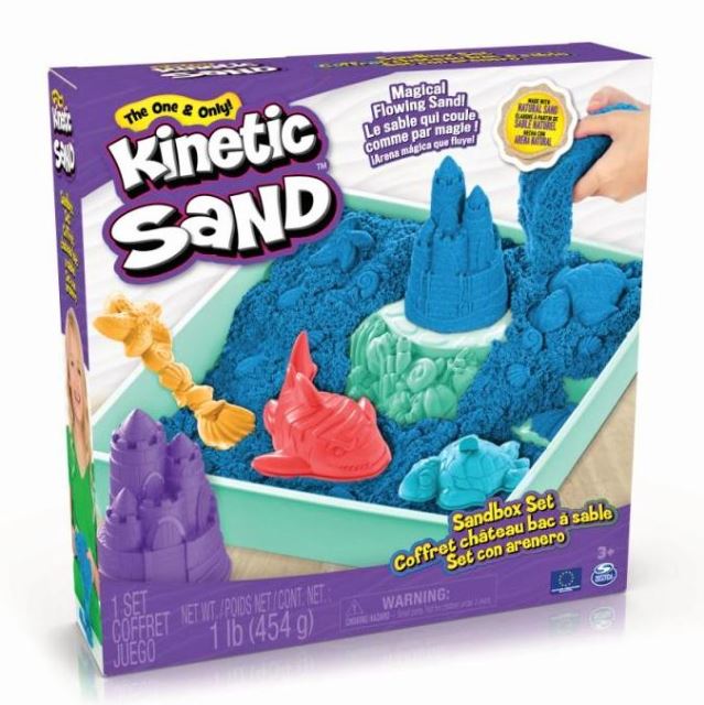 Spin Master Kinetic Sand Krabica tekutého piesku s podložkou MODRÁ