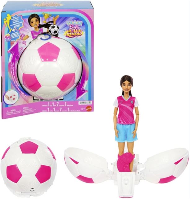Mattel Barbie® TEAM ROLL & REVEAL Rozjazd kariéry Futbalistka, JMK20