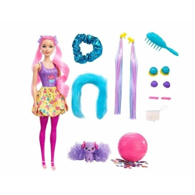 Barbie COLOR REVEAL Glitter! Vlasová stylizace růžová, Mattel HBG39