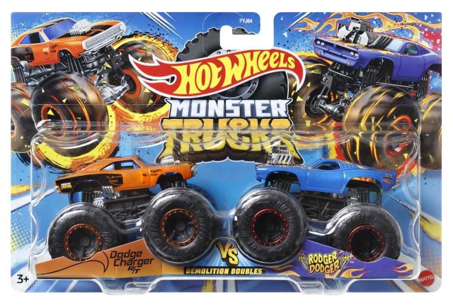 Mattel Hot Wheels Monster Trucks Demolačné duo Dodge Charger R/T vs. Rodger Dodger, HNX30