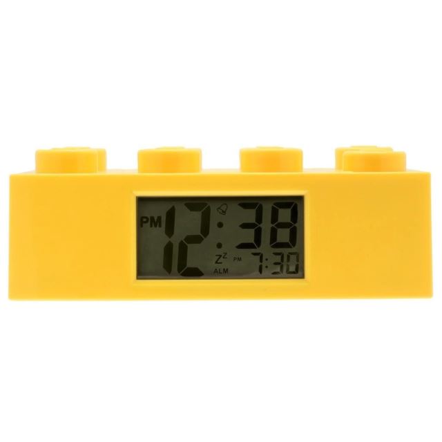 LEGO Brick - hodiny s budíkem, žluté