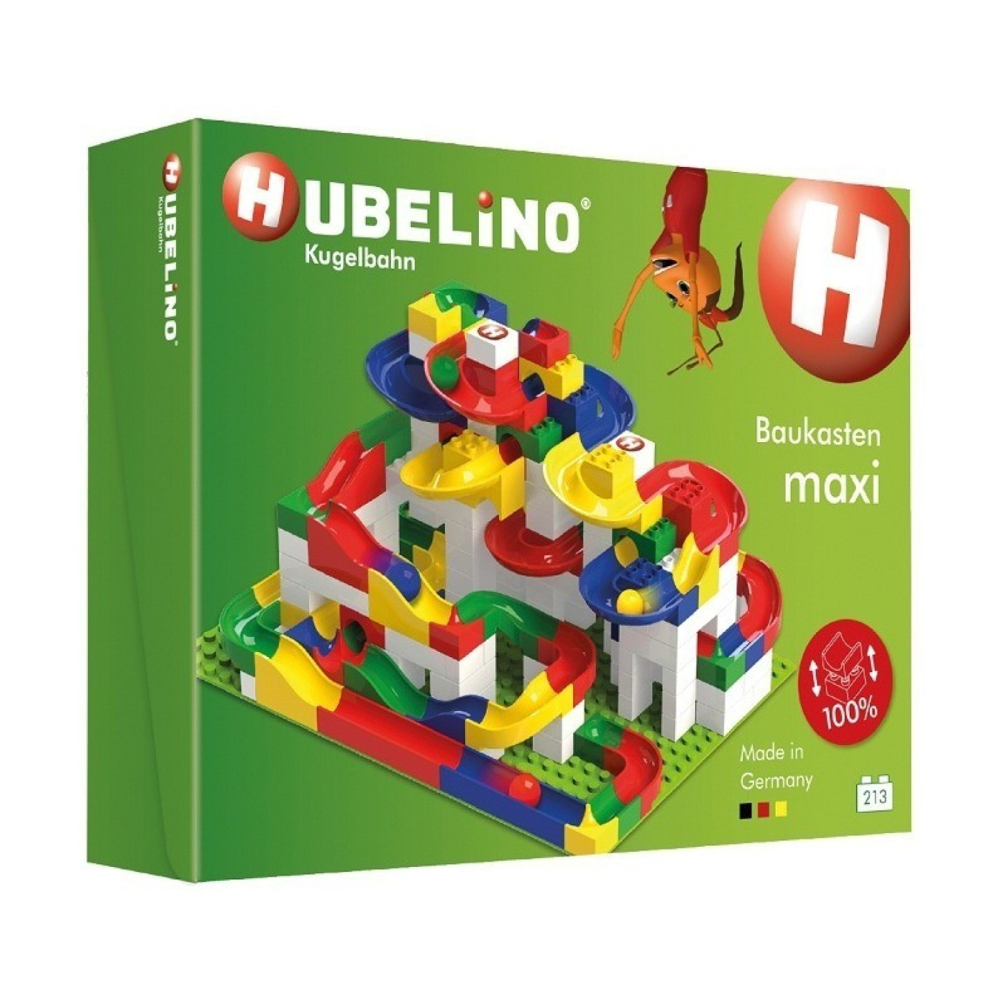 HUBELINO Kuličková dráha - set s kostkami Maxi 213 ks