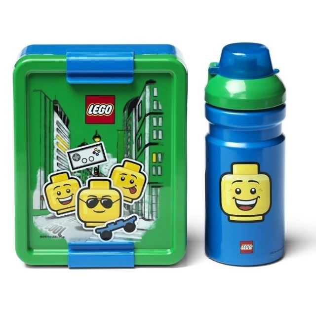 LEGO ICONIC boy Svačinový set (láhev a box) modrá/zelená