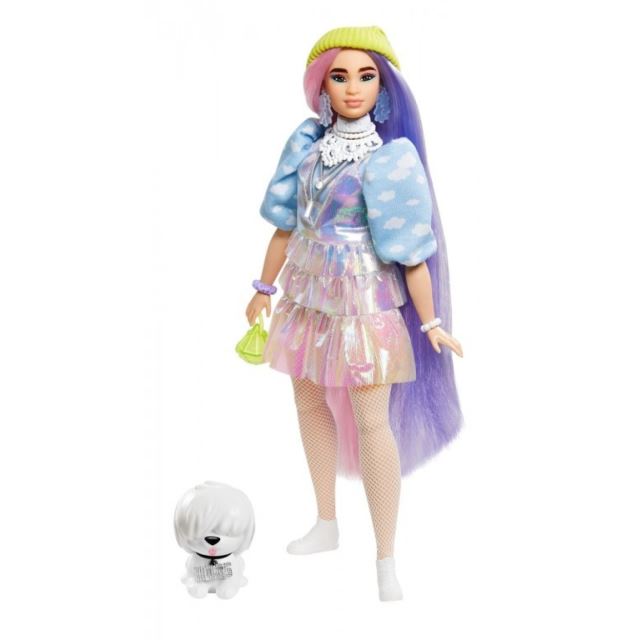 Barbie Extra Stylová dlouhovláska s bílým chlupáčem, Mattel GVR05