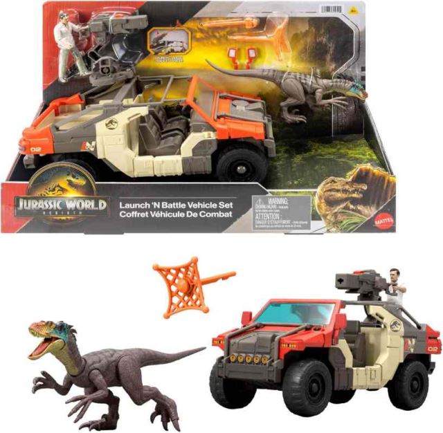 Mattel Jurský svět Super terénní auto s řidičem a dinosaurem, JGB59