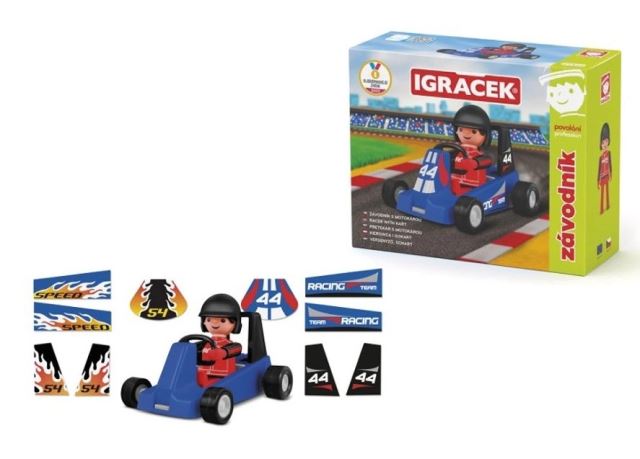 IGRÁČIK Pretekár - figúrka s modrú motokárou