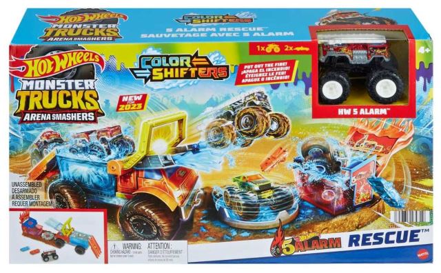 Mattel Hot Wheels Monster Trucks Arena Smashers Color Shifters 5-Alarm Rescue