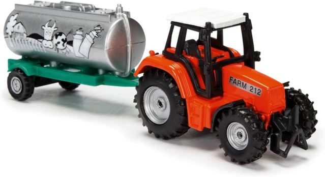 Dickie Traktor kovový s přívěsem 18 cm oranžový