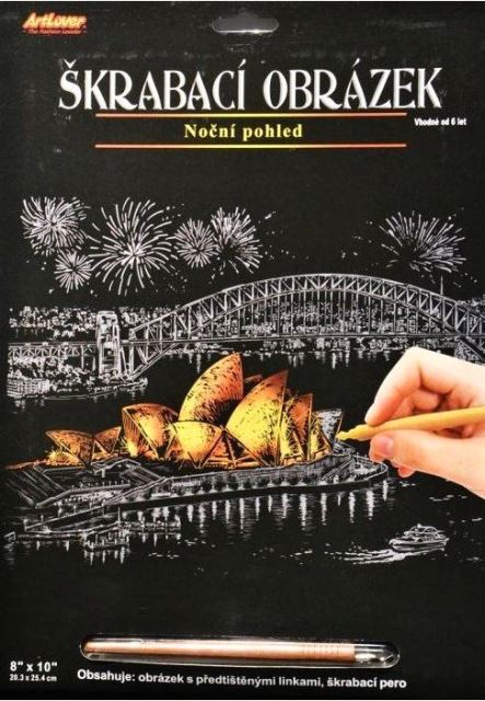 Škrabací obrázok zlatý nočný pohľad Sydney