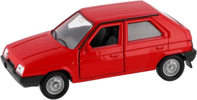 Kovový model 1:34 Škoda Favorit voľný chod, červená