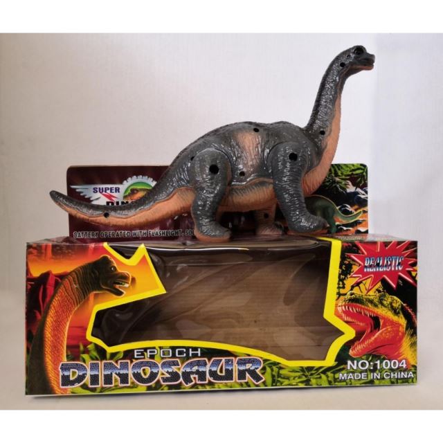 Dinosaurus Brontosaurus 21 cm, světlo, zvuk, světle hnědý