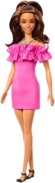 Barbie® Modelka 217 Ružové šaty s volánikmi, Mattel HRH15