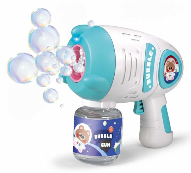 Bublifuk pištoľ so svetelnými efektmi 80 ml modrý