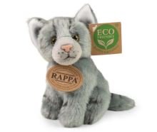 Eco-friendly plyšová kočka sedící šedá 14 cm