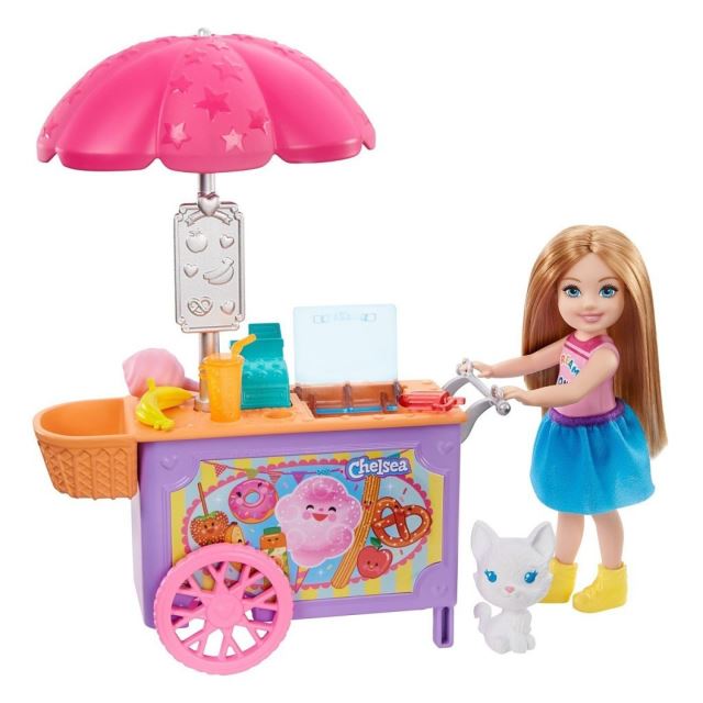 Mattel Barbie Chelsea vozík s občerstvením a kočičkou, GHV76/FDB32