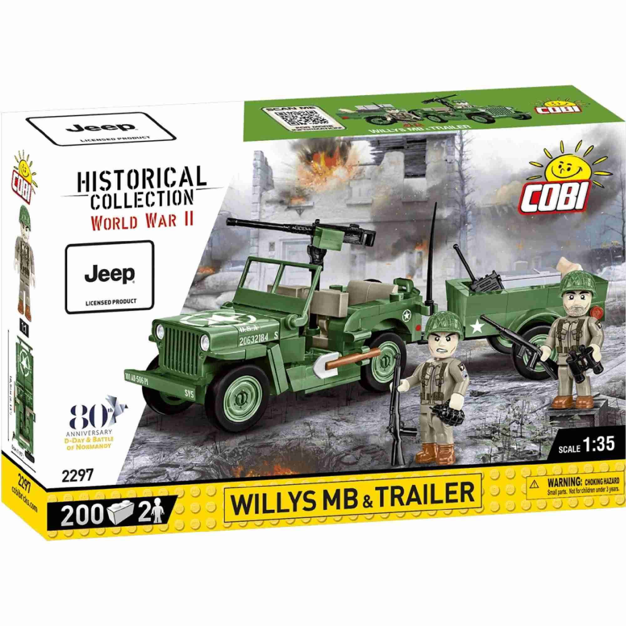 Cobi 2297 americký ozbrojený terénní automobil jeep willys mb