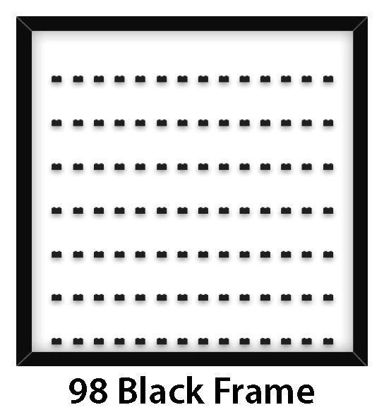 Sběratelský rámeček na 98 LEGO® Minifigurek - Černý rám, bílé pozadí