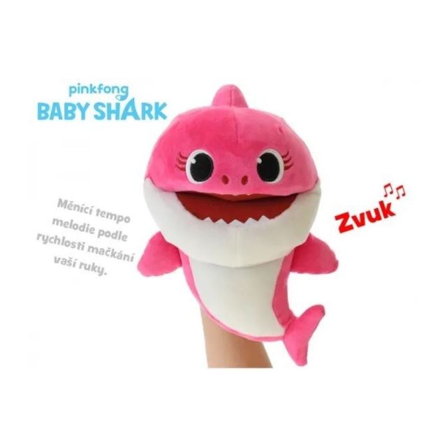 BABY SHARK Plyšový maňásek žralok zpívající 23cm růžový